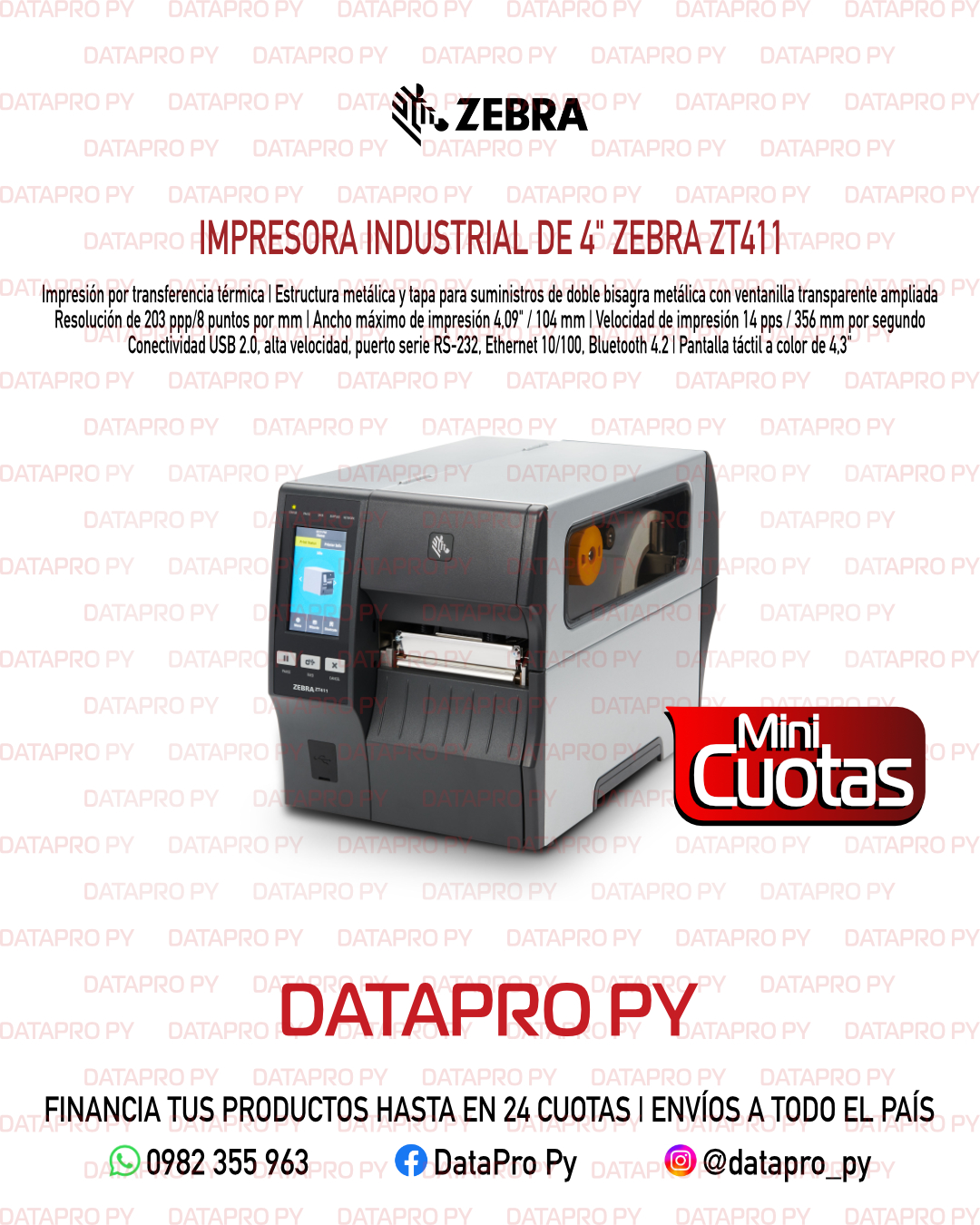 Impresora Industrial de 4” Zebra ZT411